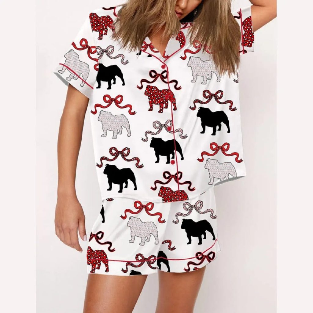 Georgia Bulldog Coquette Bow Pajama Set