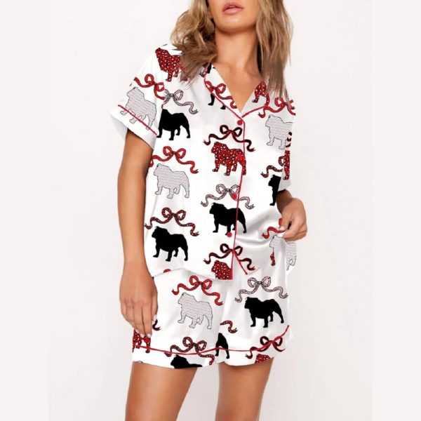 Georgia Bulldog Coquette Bow Pajama Set