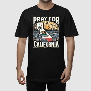 Womens Pray For California Printed V Neck T Shirt 2