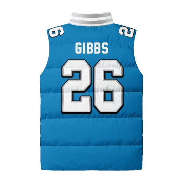 Gibbs 26 Detroit Football 3D Unisex Puffer Vest