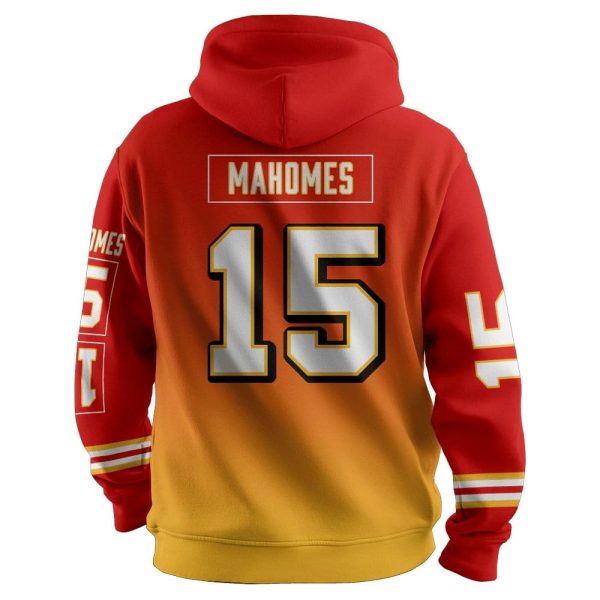 Gradient Mahomes 15 Kansas City Football Unisex Hoodie