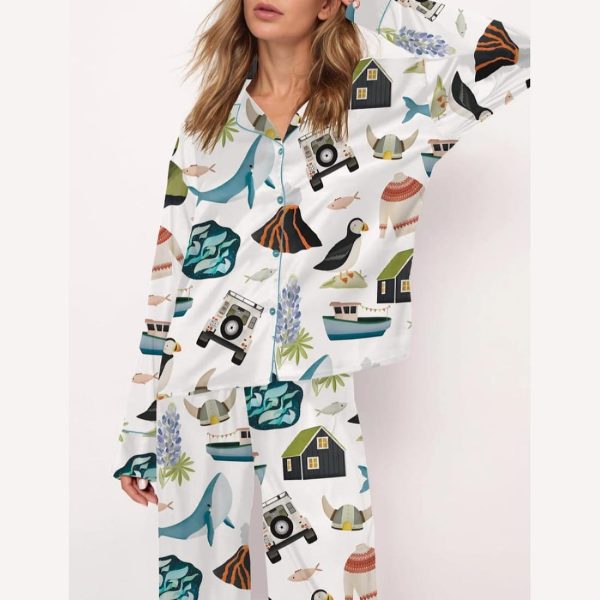 Iceland Travel Satin Pajama Set