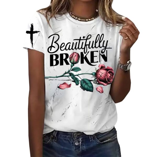 Jelly Roll Beautiful Broken Country Music Print Casual T-Shirt