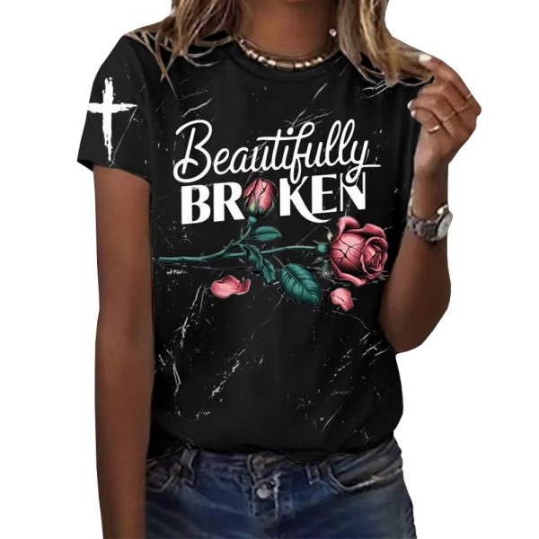 Jelly Roll Beautiful Broken Country Music Print Casual T-Shirt