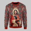 Jesus Keanu Reeves With Dog Ugly Christmas Sweater