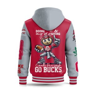 OS Buckeyes Doing My Best And Giving God The Rest Go Buck Hooded Baseball Jacket 3