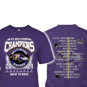 Ravens AFC North Division Champions 2024 Back To Back Shirt 1