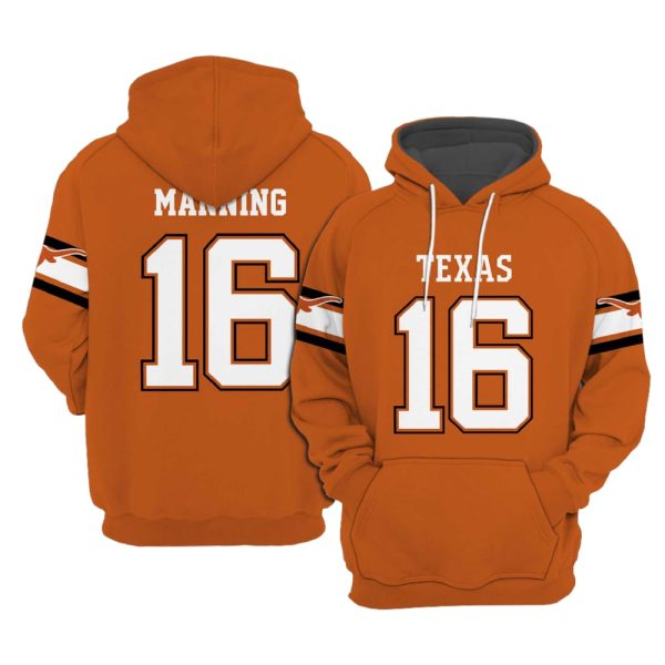 Longhorns Manning 16 Football Unisex Hoodie