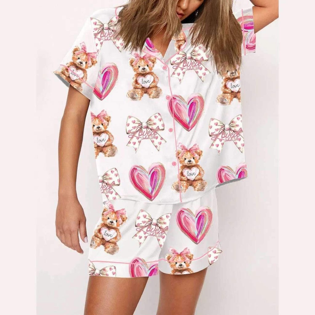 Loved Jesus Valentine's Day Bear Pajama Set