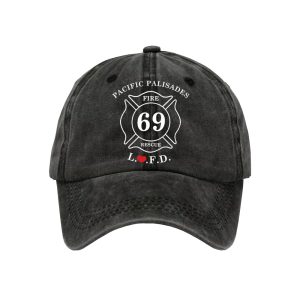 Retro LAFD Fire Station 69 Pacific Palisades Print Baseball Cap 2