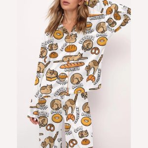 Cat Bread Satin Pajama Set2