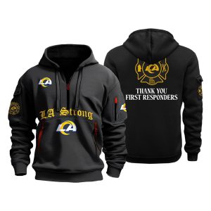 Rams LA Strong Thank You First Responders Quarters Zip Hoodie