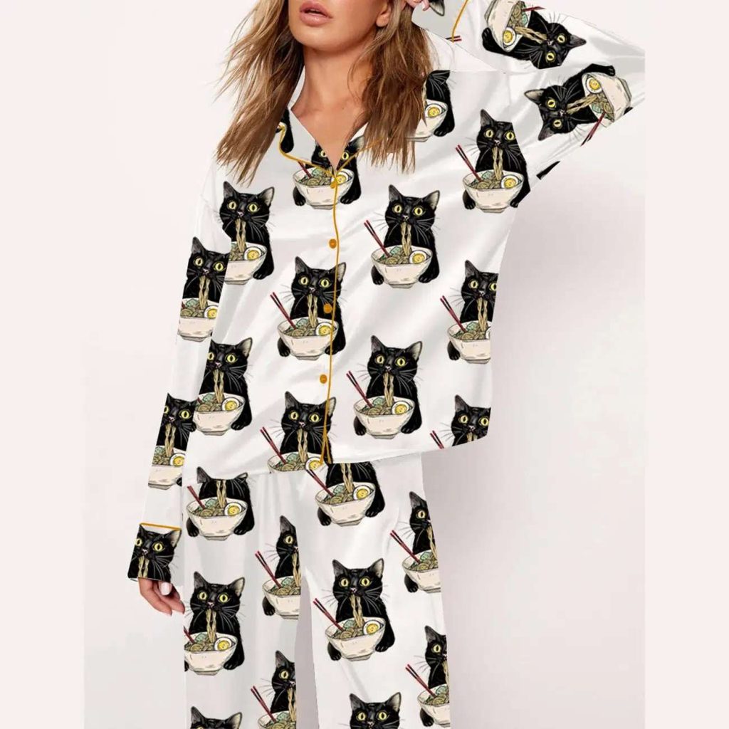 Noodle Cat Long Sleeve Pajama Set