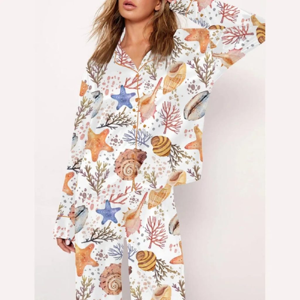 Ocean Coral Shells Art Print Pajama Set