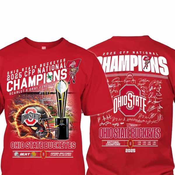 Ohio State 2025 CFP National Champions Scarlet And Gray Forever Shirt