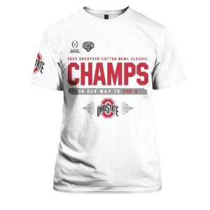 Ohio State Football 2025 Cotton Bowl Champions Premium Edition White 3D Shirt 2