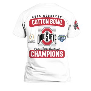 Ohio State Football 2025 Cotton Bowl Champions Premium Edition White 3D Shirt 3