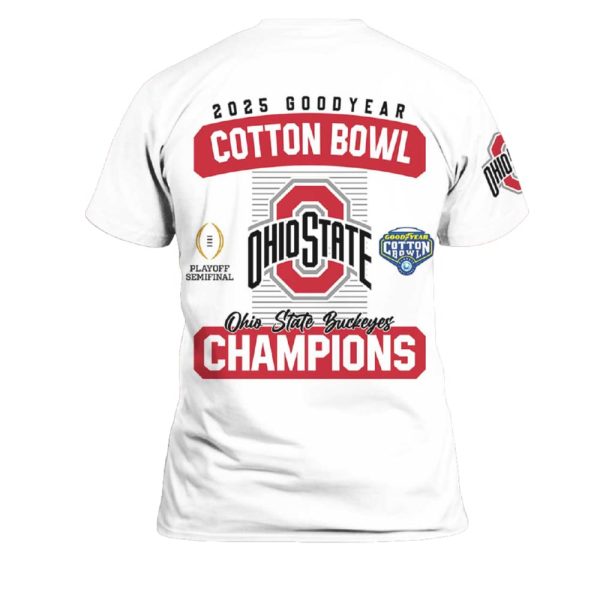 Ohio State Football 2025 Cotton Bowl Champions Premium Edition White 3D Shirt