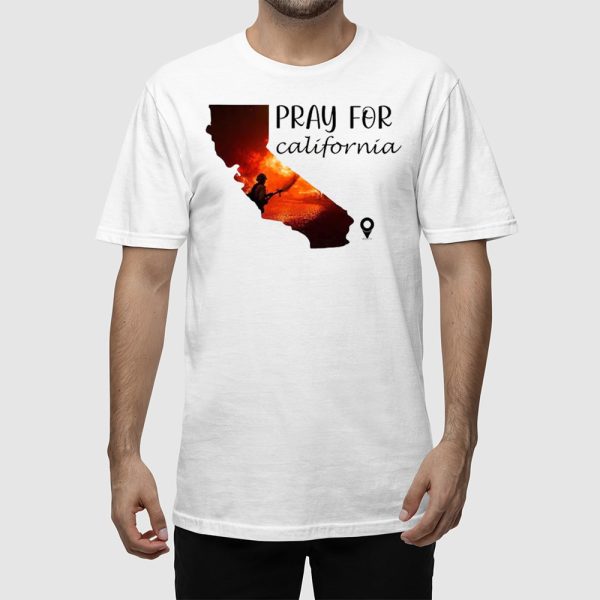 Pray For California Printed V-Neck T-Shirt