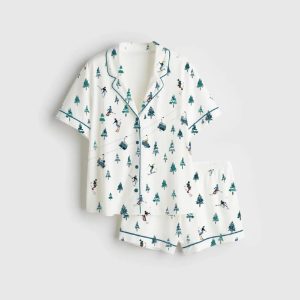 Apres Ski Mountains Satin Pajama Set