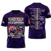 Ravens Back 2 Back AFC North Division Champions 2024 3D Shirt