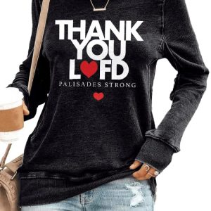 Retro Thank You LAFD Palisades Strong Print Sweatshirt