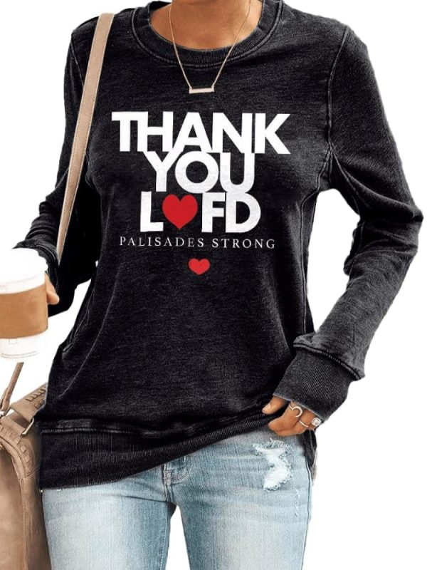 Retro Thank You LAFD Palisades Strong Print Sweatshirt