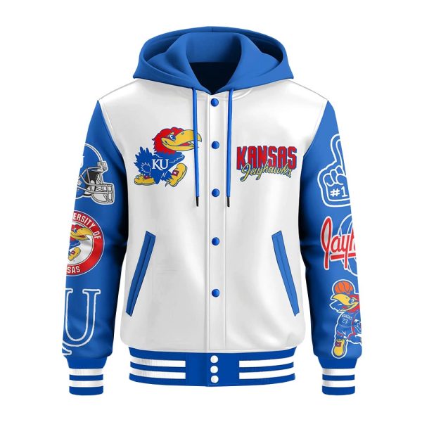 Rock Chalk Jayhawk Hooded Baseball Jacket