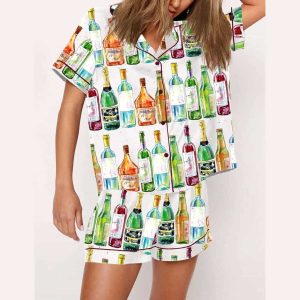 Champagne Cognac Wine Beer Print Pajama Set