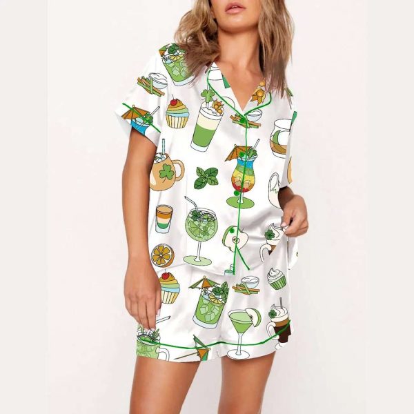 Saint Patricks Day Special Green Cocktails Print Pajama Set