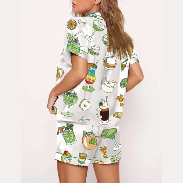 Saint Patricks Day Special Green Cocktails Print Pajama Set