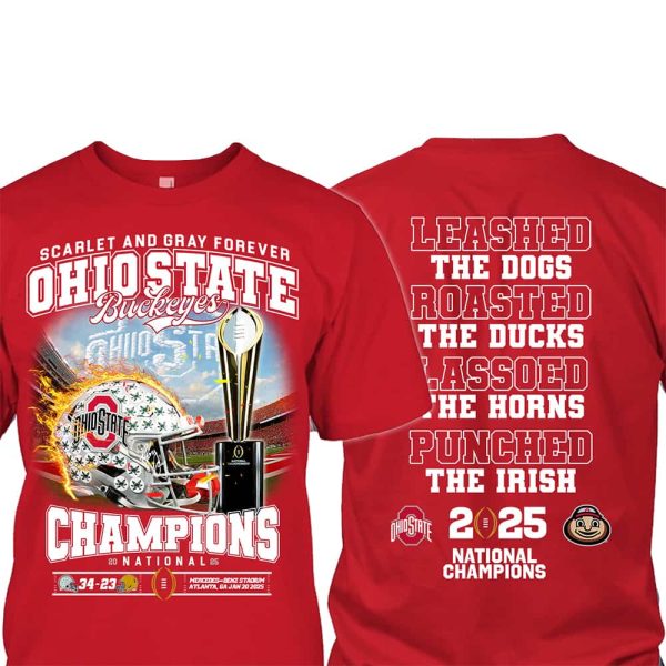 Scarlet And Gray Forever Ohio State 2025 CFP National Champions Shirt