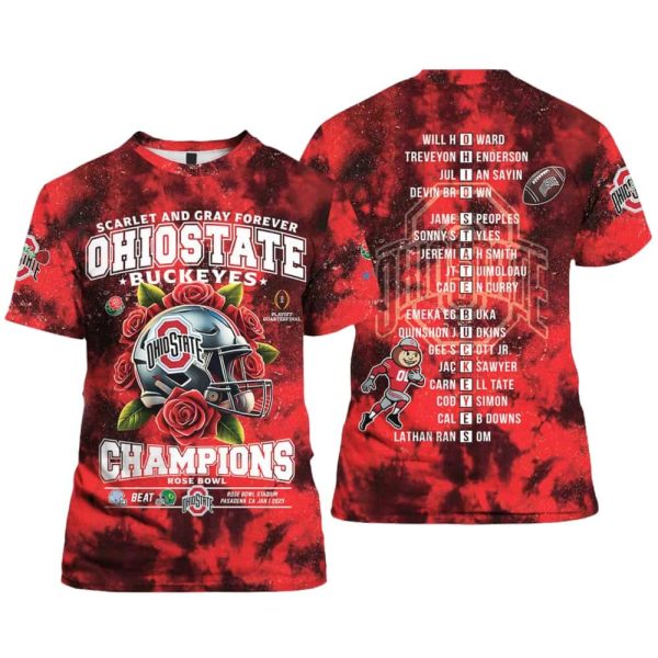 Scarlet And Gray Forever Ohio State Champions Rose Bowl Shirt