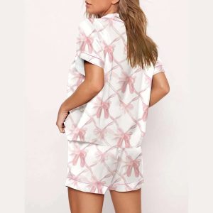 Pink Bow Print Pajama Set2