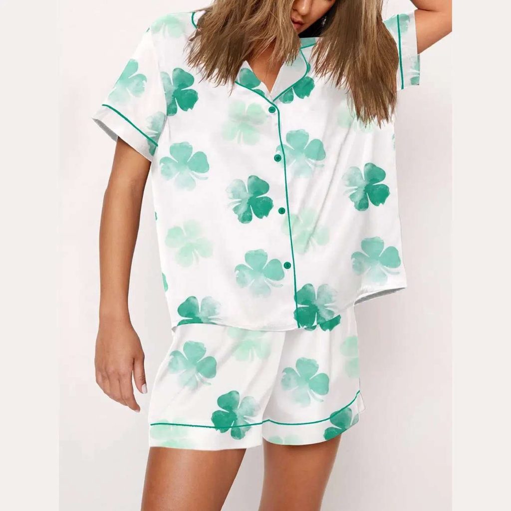 St. Patrick's Day Watercolor Clover Pajama Set