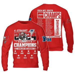 Buccaneers 4 Straight 2024 NFC South Champions Shirt1