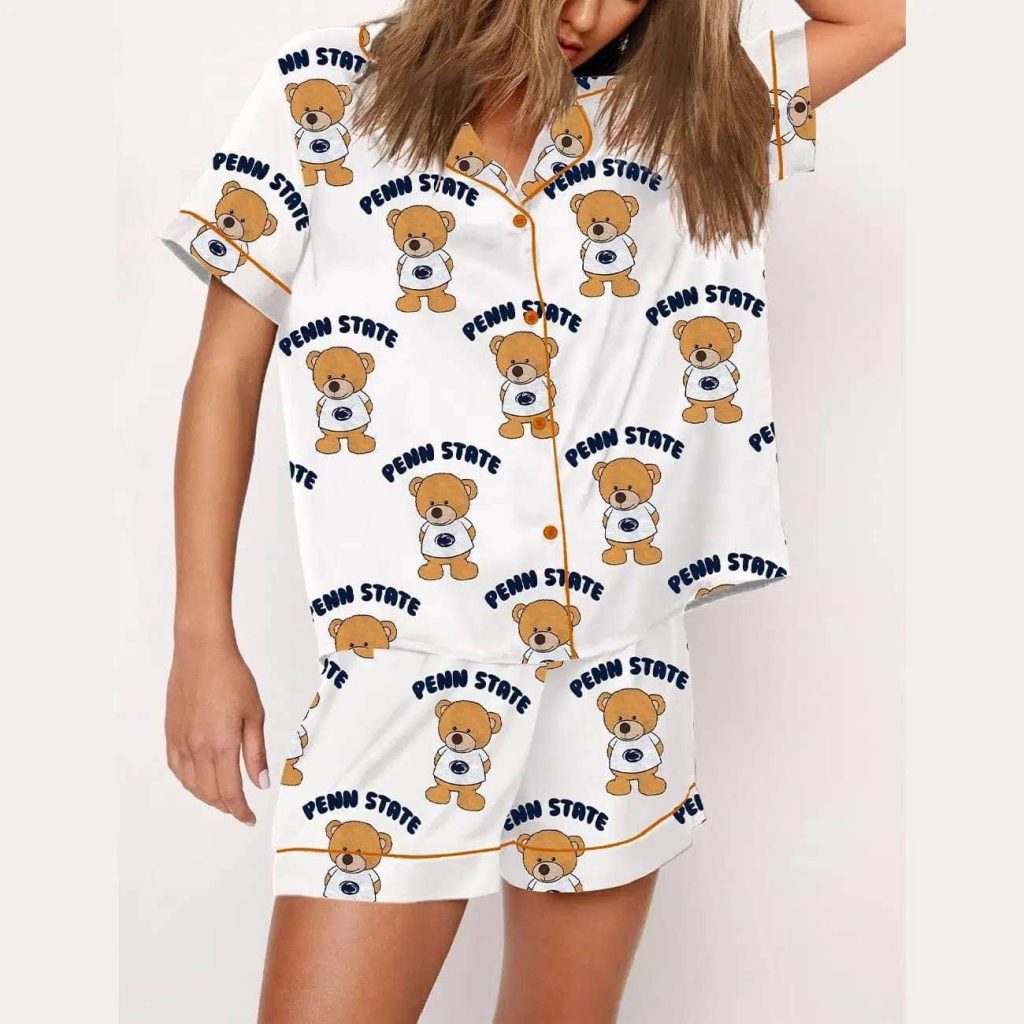 Teddy Bear Penn State Football Print Pajama Set