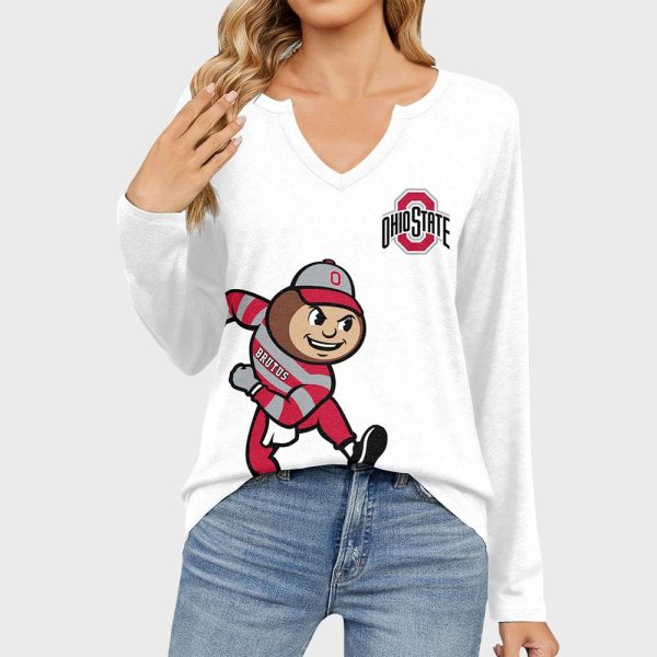 This Girl Love Ohio State V-neck Long Sleeve Shirt