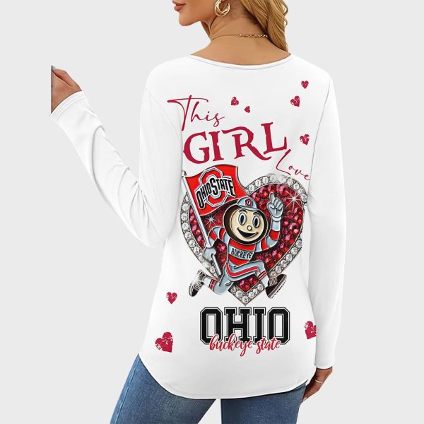 This Girl Love Ohio State V-neck Long Sleeve Shirt