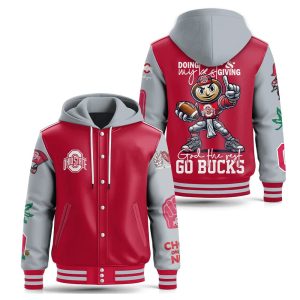 OS Buckeyes Doing My Best And Giving God The Rest Go Buck Hooded Baseball Jacket 1