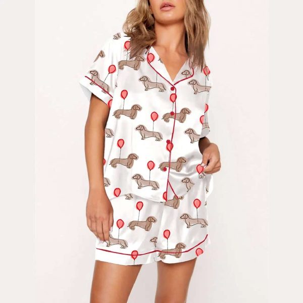 Valentine Dachshund Dog Print Pajama Set