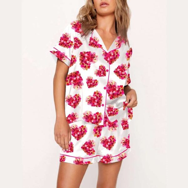 Valentine Day Heart Brushstroke Pajama Set