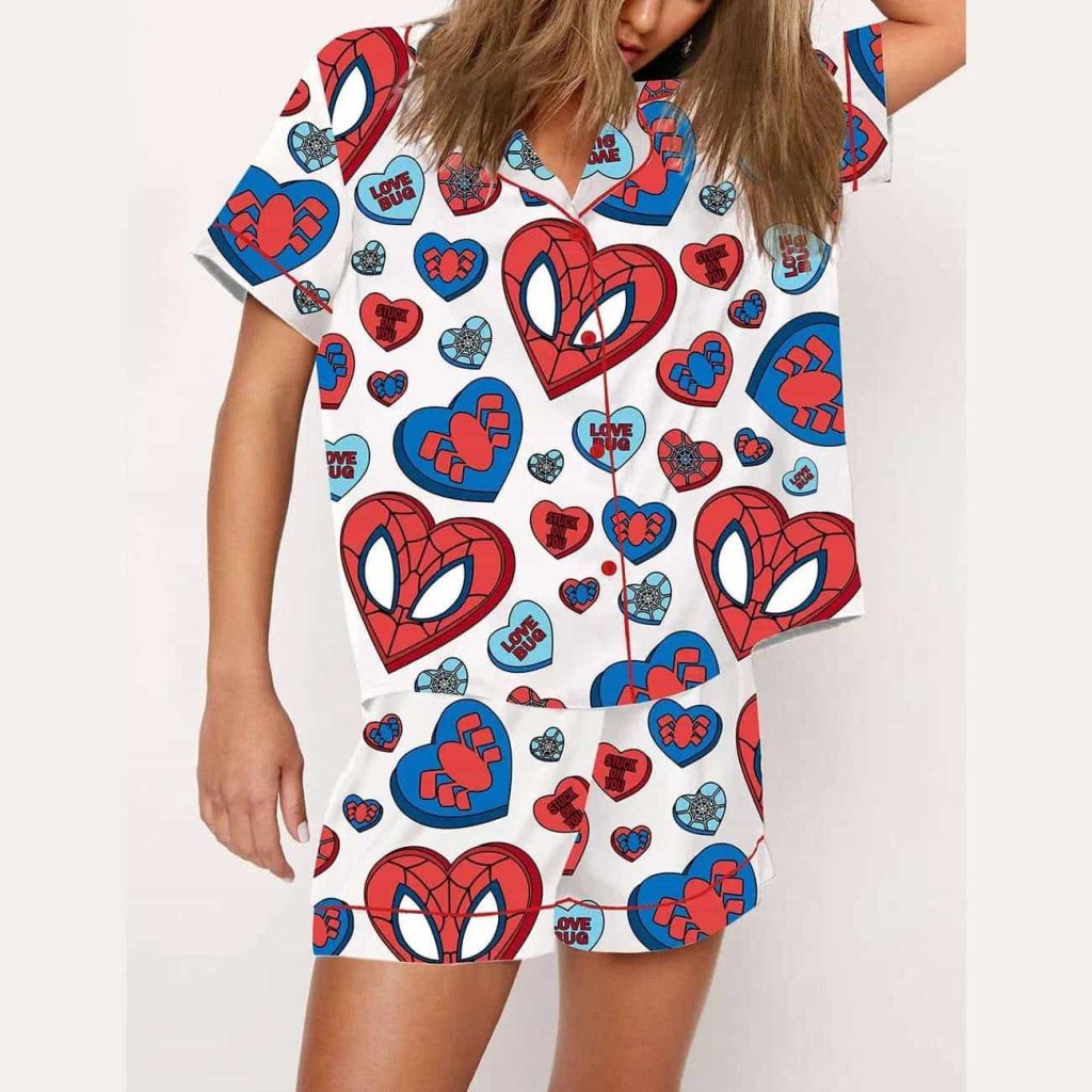 Valentine Superhero Print Pajama Set