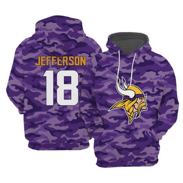 Vikings Jefferson 18 Football Hoodie