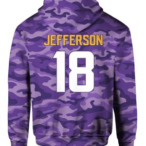 Vikings Jefferson 18 Football Hoodie 3