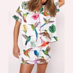 Watercolor Hummingbird Exotic Birds Pajama Set