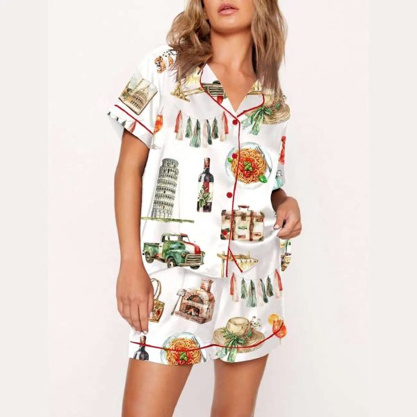 Watercolor Italy Travel Print Pajama Set