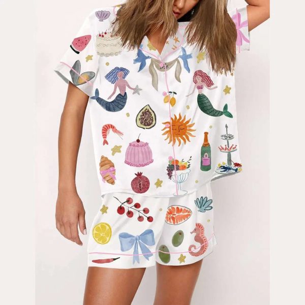 Whimsical Hand Drawn Love Print Pajama Set