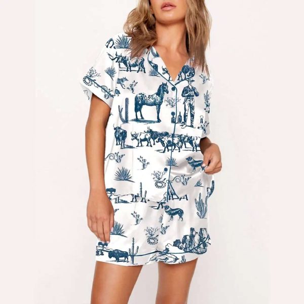 Wild West Adventure Short Sleeve Satin Pajama Set