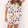 Wine Food Print Pajama Set